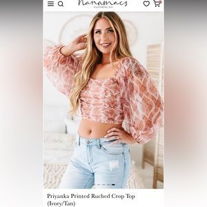 Priyanka printed l ruched cropped top By Nanamacs